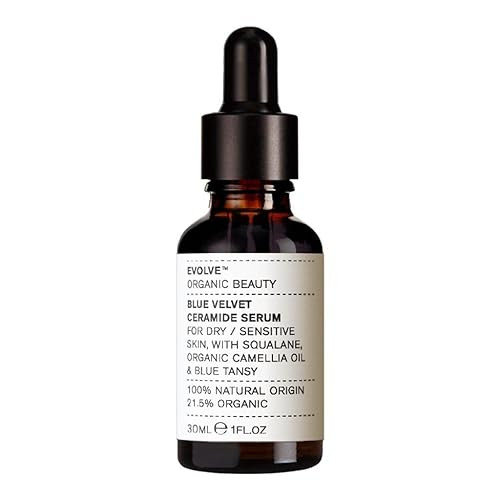Evolve Organic Beauty - Blue Velvet Ceramide Serum Hydrate Nourish Soothe Plant-Based Squalane Oil Camellia Oil Blue Tansy Small Batch Vegan Clean Beauty (1 Fl Oz 30 Ml) Package May Vary