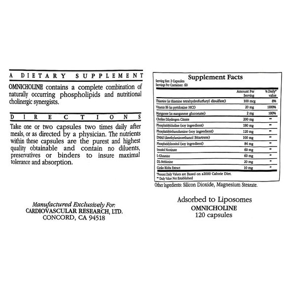 Ecological Formulas  Omnicholine  120 Capsules