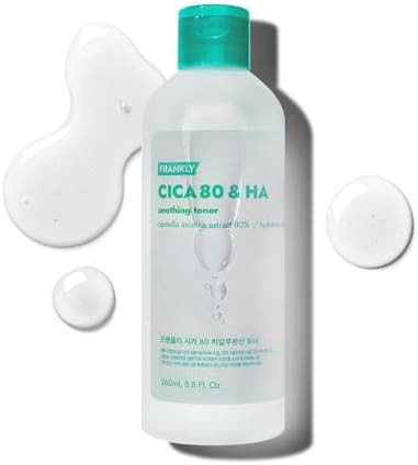 Frankly Cica 80 & Hyaluronic Acid Toner - Soothe Hydrate & Balance Madecassoside Toner 80% Centella Asiatica & Hyaluronic Complex (7 Types) Korean Skin Care 8.8 Fl.Oz