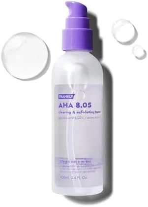 Frankly Aha 8.05% Toner Pore-Refining Exfoliator With Glycolic Acid 17 Amino Acids Hyaluronic Acid Smooths Texture Hydrates Targets Flakiness Korean Skin Care 3.38 Fl Oz