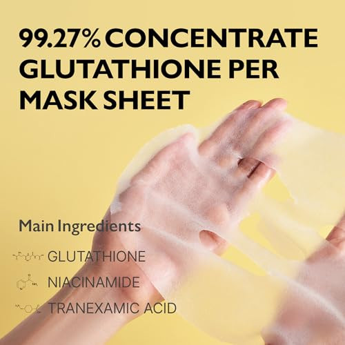 Genabelle Glutathione Ampoule Mask - Lightweight Intensive Exfoliating Firming Hydrating Moisturizing Mask Sheet 5Pcs