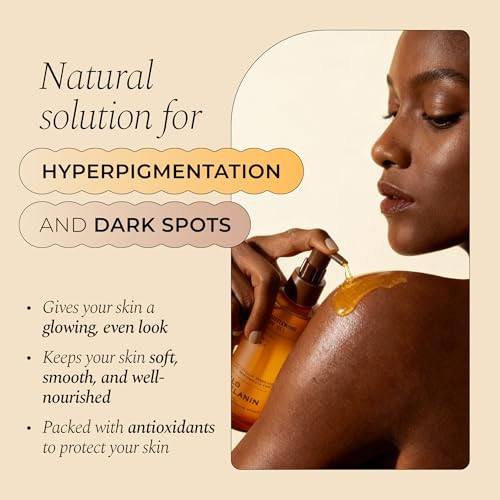 Glo Melanin Brightening Body Oil Topical Moisturizer With Vitamin C Kojic Acid & Turmeric Lightweight Hydrating Cosmetic Oil For Melanin-Rich Skin (8 Oz / 230 Ml)
