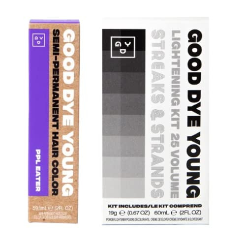 Good Dye Young Streaks And Strands Semi Permanent Hair Dye (Ppl Eater) With Lightning Kit 2 Oz