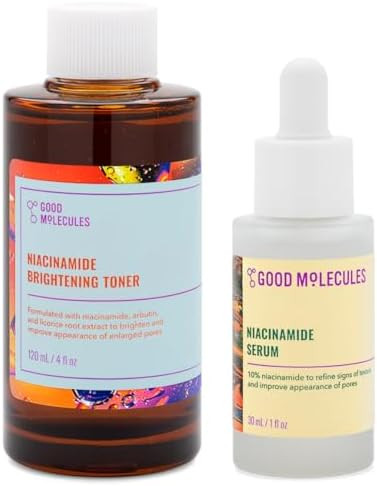 Good Molecules Niacinamide Texture And Pore Refining Set - Niacinamide Brightening Toner And B3 Facial Serum For Enlarged Pores Tone Texture Brightening Clearing Hydrating - Skin Care For Face