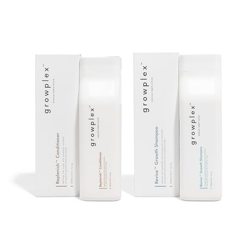 Growplex Revive Shampoo & Replenish Conditioner Bundle Biotin Scalp Care System For Men & Women Supports Fuller Thicker-Looking Hair Daily