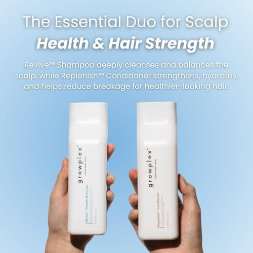 Growplex Revive Shampoo & Replenish Conditioner Bundle Biotin Scalp Care System For Men & Women Supports Fuller Thicker-Looking Hair Daily