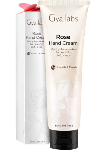 Gya Labs Rose Hand Cream 2.03 Fl Oz (60Ml) - Daily Lightweight Hand Lotion For Dry Cracked Hands - Nourishes Hydrates & Protects Skin With Rose Oil - Non-Greasy Vegan For All Skin Types