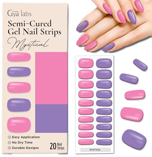 Gya Labs Nail Stickers - Long Lasting Nails For Women - Semi Cured Gel Nail Strips (20 Pcs) - Nail Stickers For Nail Art Kit - Stick On Nails Nail Art Stickers Classic - Mystical