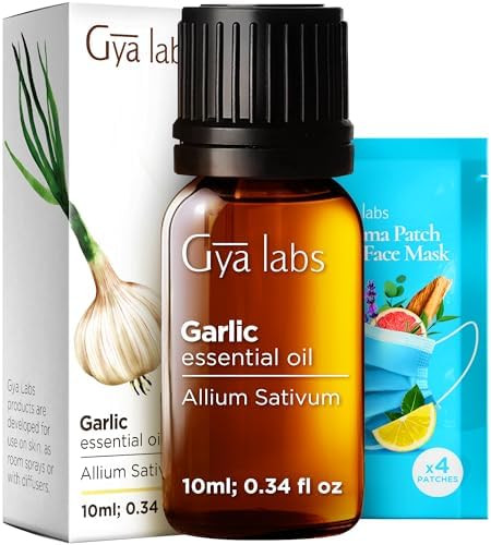 Gya Labs Garlic Essential Oil For Hair & Rosemary Oil For Hair Set - Aromatherapy Grade Essential Oils Set - 2X0.34 Fl Oz - Gya Labs