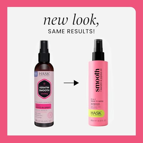 Hask Keratin 5-In-1 Leave In Conditioner Spray For All Hair Types Color Safe Gluten Sulfate Paraben - Keratin 2 Piece Set