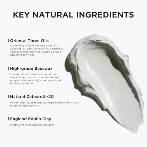 Hawkins & Brimble - Matt Clay Mens Hair Styling 100Ml - Non Greasy Matte Clay For Light Medium And Strong Hold - Elemi And Ginseng Softens Repairs Allows For Restyling - Ideal For Dry And Damp Hair