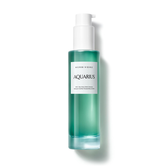 Herbivore Aquarius Bha + Blue Tansy Clarity Cleanser Deep Cleansing Gentle Exfoliation For Oily-Combination Skin Plant-Based Vegan Cruelty- 3.3 Oz