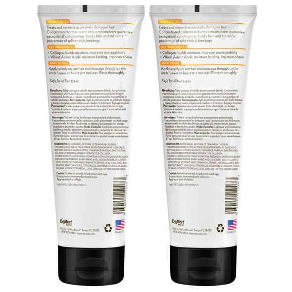 Hi-Pro-Pac Hair Mask - Extremely Damaged Hair Repair - (2-Pack) 8 Fl Oz - Intense Protein Treatment Masque - Deeply Conditions Fortifies And Helps Prevent Split Ends And Breakage