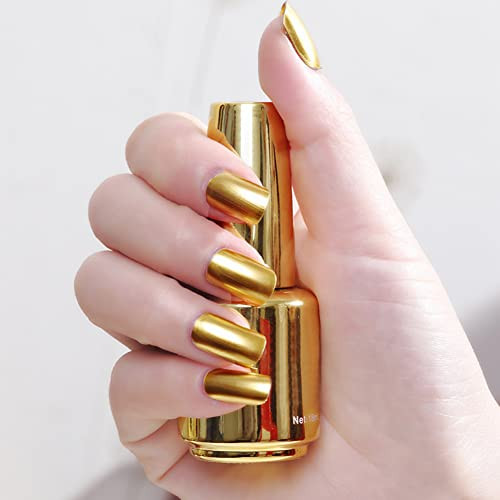 Hotiary Metallic Nail Polish Set 3 Colors Chrome Mirror Finish Quick Dry High Shine Metal Effect Non-Peelable Varnish For Christmas Nail Art 0.6 Fl Oz