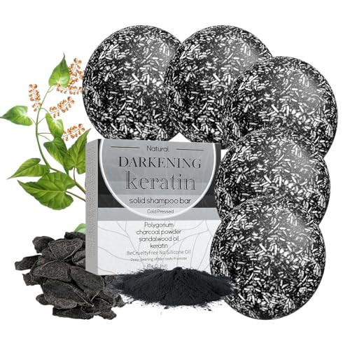 Hotiary Hair Darkening Shampoo Bar Grey Reverse Deep Cleansing Scalp Massage Hair Regrowth Keratin Shampoo Bar Anti Hair Loss For Grey Hair(Polygonum Multiflorum For Grey Hair) (5 Pack)