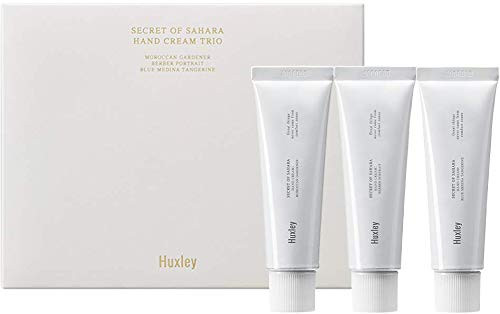 Huxley Hand Cream Trio (1 Each Of Moroccan Gardener Blue Medina Tangerine Berber Portrait) 3.03 Fl. Oz. Hydrates Nourishes & Softens Skin Non-Greasy Moisturizer That Soothes And Softens Hands