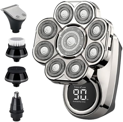I Clean I-Clean 9D Head Shavers For Bald MenNew Upgraded 6-In-1 Electric Razor With Led DisplayWaterproof Wet/Dry Grooming KitCordless Rechargeable Shaver For Home And Travel