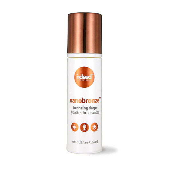 Indeed Labs Nanobronze Bronzing Drops Face & Body Self Tanner For Pale Skin Easy Self Tanner With Hyaluronic Acid Pea Cacao & Giant Kelp Extracts Fragrance- Natural Tan (1 Fl Oz)