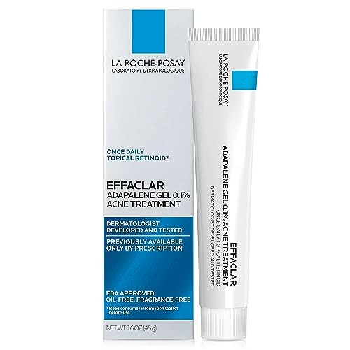 La Roche-Posay Effaclar Adapalene Gel 0.1% Acne Treatment Retinoid Cream Acne Medication Gel For Blackheads & Whiteheads Oil Helps Clear And Prevent Blemishes & Clogged Pores