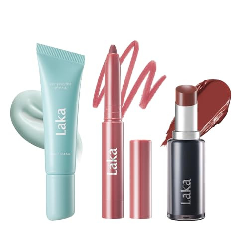 Laka Soothing Prep Lip Mask + Stain Lip Liner 04 Rosy Talk + Devil Lip 804 Chilling Peel-Off Lip Mask & Long Lasting Vivid Color