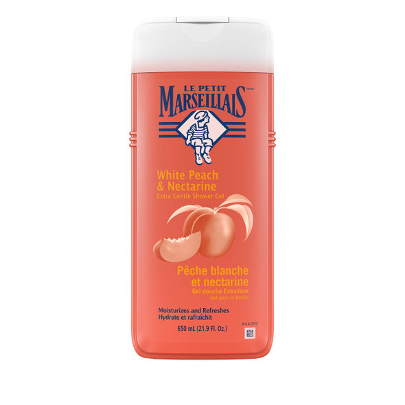 Le Petit Marseillais Extra Gentle Shower Gel With White Peach & Nectarine Moisturizing & Nourishing French Body Wash Ph Neutral For Skin 21.9 Fl. Oz