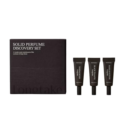 Longtake Solid Perfume Discovery Kit Fragrance Trio Of Long Lasting Gel Perfumes Perfect For Travel Cashmere-Like Finish Cologne Set 0.16 Fl.Oz. For Each