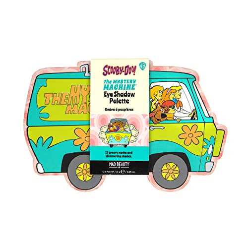 Mad Beauty Scooby-Doo Mystery Machine Eye Shadow Palette Lid Mirror Travel Ready Metallic Shimmers Pressed Glitter Cruelty- Cosmetics Great For Women Adults And Kids