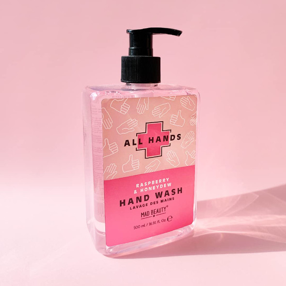 Mad Beauty All Hands Hand Wash (500 Ml) Raspberry & Honeydew Hydrating Gel Hand Soap Uplifting Burst Every Time You Wash Suitable For All Skin