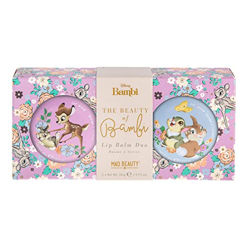 Mad Beauty Disney Beauty Of Bambi Lip Balm Duo Cruelty- Cosmetics Strawberry & Vanilla Scented Skincare Gifts For Women Adults And Kids