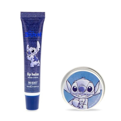 Mad Beauty Disney Stitch Denim Lip Balm Duo Mad Beauty Blueberry Scent Lip Care Set Cruelty- Skincare For Women Adults And Kids