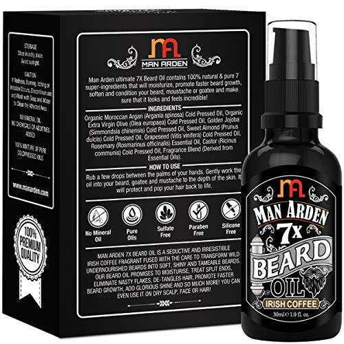 Man Arden 7X Beard Oil 30Ml (Irish Coffee) - 7 Premium Oils For Beard Growth And Nourishment