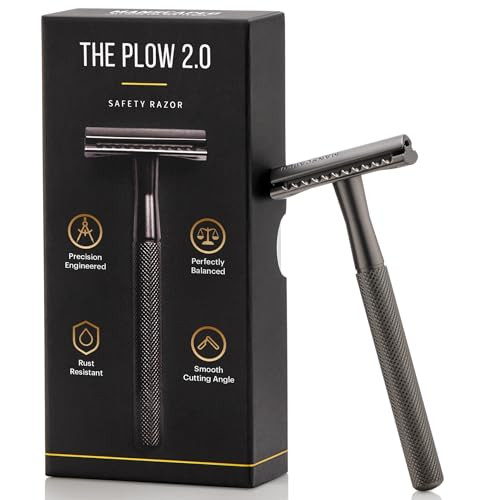 Manscaped The Plow 2.0 & Power Shave Gel Men's Face Shaving Bundle With Single Blade Safety Razor And Soothing Face Shaving Gel With Liquid Exfoliants To Help Defend Against Ingrown Hairs 6 Fl Oz