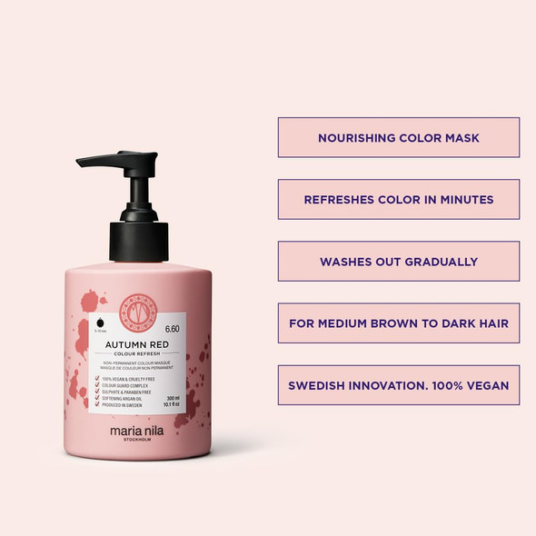 Maria Nila Color Refresh Autumn Red Red Hair Mask Semi-Permanent Pigments 100% Vegan & Sulfate/Paraben