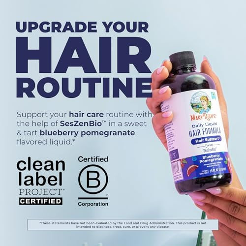 Maryruth's Daily Liquid Hair Formula With 500 Mg Seszenbio + 2500 Mcg Biotin Vitamin C Thicker Stronger Hair For Women Hair Skin & Nail Health Collagen Production 16 Fl Oz