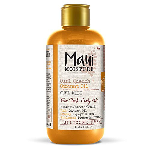 Maui Moisture Curl Quench + Coconut Oil Anti-Frizz Curl-Defining Hair Milk To Hydrate And Detangle Tight Curly Hair Softening Leave-In Treatment Vegan Silicone & Paraben- 8 Fl Oz