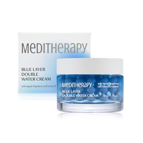 Meditherapy Bluelayer Double Water Cream - Daily Face Moisturizer For Hydrating And Firming - Capsule And Gel Cream With Nano-Hyaluronic Acid & Blue Agave For Radiant Glow - Suitable For All Skin Types 1.76 Oz