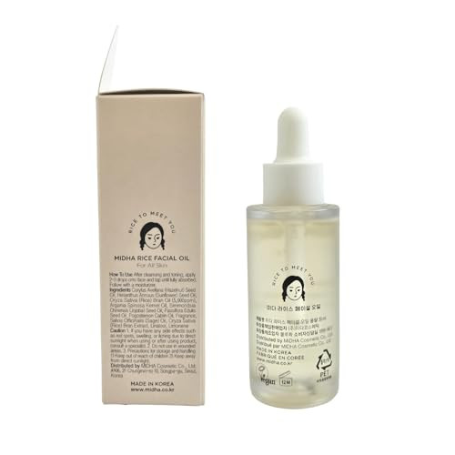 Midha Rice Facial Oil 30Ml For Skin Moisturizing Deep Intense And Immediate Hydration And Quick Absorption With Non Greasy Light Oil Like As Rice Bran Oil