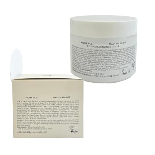 Midha Rice Mask 3.38Fl.Oz/100Ml Hydrating Smoothing For Dull Rough Skin Pore Clearing Wash Off Pack Facial Mask Mud Texture Uneven Skin Tone