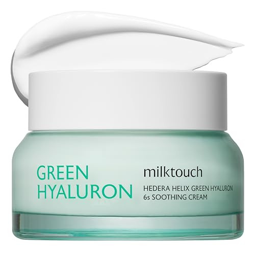 Milktouch Green Hyaluron 6-Second Soothing Cream - Hydrating Gel Moisturizer For Sensitive Dry Oily Skin - Reduces Redness Irritation Fine Lines - Centella Asiatica & Hyaluronic Acid 1.69 Fl Oz