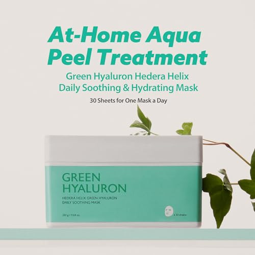 Milktouch Green Hyaluron Daily Soothing Sheet Mask Pack Hydrating Nourishing And Revitalizing Face Masks For Glowing Skin Anti-Aging Moisturizing And Soothing Effects (30Pcs) For Daily Use