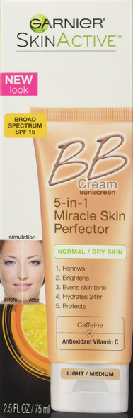 Garnier Skinactive Miracle Skin Perfector Bb Cream Anti-Aging Light/Medium 2.5 Oz