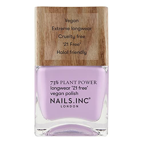 Nails Inc Plant Power Alter Eco Lilac Shade 73% Plant-Based Long Wearing Non Toxic Quick Dry 21 Harmful Ingredients Vegan & Cruelty Eco Nail Polish 0.47 Fl Oz