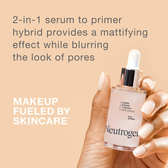 Neutrogena Shine Control Matte Booster Face Primer & Serum Skin-Mattifying Serum-To-Primer With Rice Protein Absorbs Excess Oil & Keeps Skin Shine 1.0 Fl. Oz