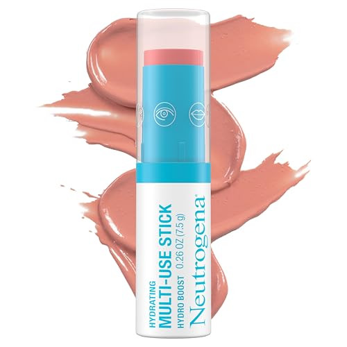 Neutrogena Hydro Boost Hydrating Multi-Use Makeup Stick With Hyaluronic Acid Gentle Multi-Use Colored Makeup Balm To Brighten Lips Cheeks & Eyes Non-Comedogenic Soft Pink 0.26 Oz