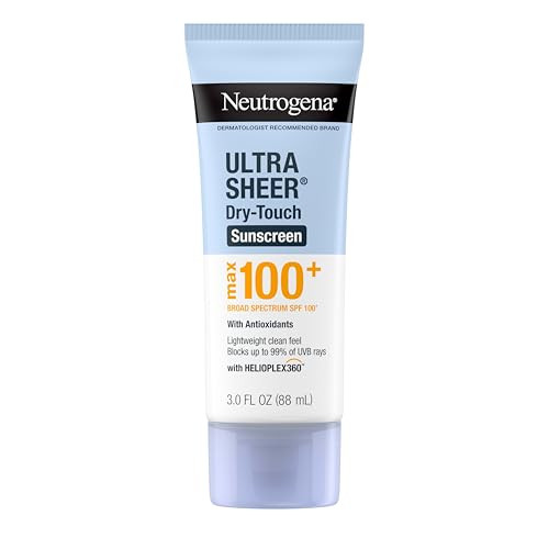 Neutrogena Ultra Sheer Dry Touch Sunscreen Lotion Max 100+ Broad Spectrum Spf 100 Uva Uvb Protection Lightweight Non-Greasy Sunscreen Oxybenzone Antioxidant Travel Size 3 Fl Oz  ( 88 ml)