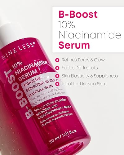 Nineless B-Boost 10% Niacinamide Serum Korean Face Serum For Even Skin Tone Tranexamic Acid & Glutathione Revitalize Complexion 1.01 Fl.Oz