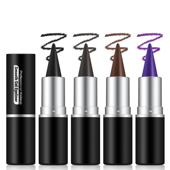 Noerrors 4Pcs Gel Eyeliner Pencil Set Black Brown Silver Grey Purple Waterproof Smudge Proof Waterline Eye Liner Crayon For Older Women Cream Delineador De Ojos For Winged Liner Smoky Goth Makeup