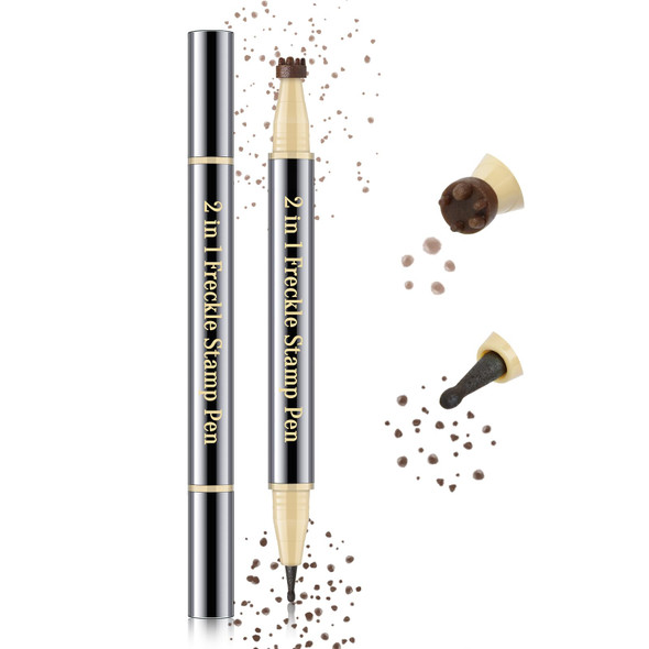 Noerrors Dual Ended Freckle Stamp Makeup Pen 2 In 1 Quick Dry Waterproof Faux Freckles Stain Pencil Natural Lifelike Waterproof Soft Dot Magic Light&Dark Brown Freckle Marker Pen Sunkissed Makeup