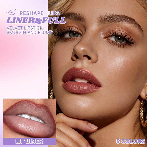 Noerrors 5Pcs 2 In 1 Velvet Matte Lip Liner And Lipstick Combo Dark Brown Chestnut Maroon Burgundy Plum Smooth Plump Lip Liner Set For Dark Skin High Pigmented Long Lasting Lip Shape Contour Pencil