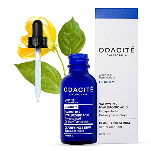 Odacite Clarifying Salicylic & Hyaluronic Acid Facial Serum For Acne - Acne-Prone Face Serum Reduces Blemishes & Clogged Pores - Vitamin E & Ylang Ylang Floral Water 1 Fl Oz